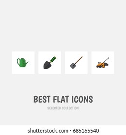 Flat Icon Dacha Set Of Trowel, Shovel, Bailer And Other Vector Objects. Also Includes Spade, Trowel, Spatula Elements.