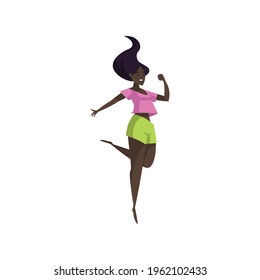 Flat icon of dancing cheerful young woman vector illustration