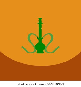 Flat icon with dark shadow hookah and hookah accessories, vector illustration