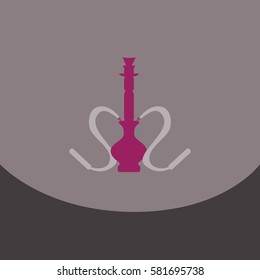 Flat icon with dark shadow hookah and hookah accessories, vector illustration