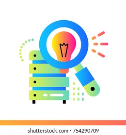 Flat icon Data insight. Data science technology and machine learning process. Material design icon suitable for print, website and presentation