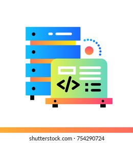 Flat icon Database. Data science technology and machine learning process. Material design icon suitable for print, website and presentation