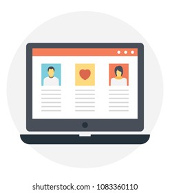 
Flat icon of a dating website 
