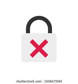 Flat icon deactivated padlock isolated on white background. Vector illustration.