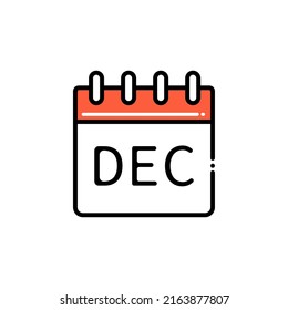 Flat icon December isolated on white background.