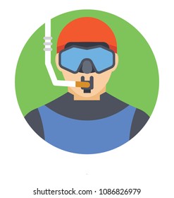 
Flat icon of a deep sea diver 

