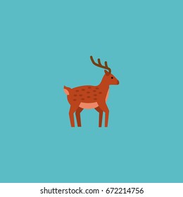 Flat Icon Deer Element. Vector Illustration Of Flat Icon Moose Isolated On Clean Background. Can Be Used As Moose, Deer And Gazelle Symbols.