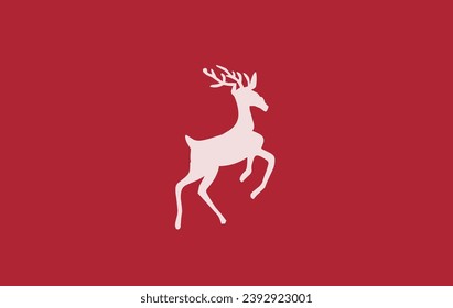 Flat icon Deer in red background. Deer vector premium, winter icon. 