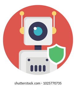 Flat icon defense robot, military robot