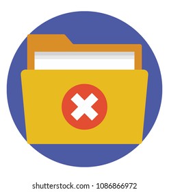 
Flat icon of deleting a folder 
