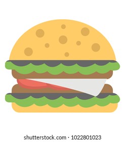 Flat icon of a delicious burger 