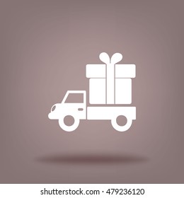 Flat icon. Delivery of gifts.