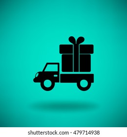 Icono plano. Entrega de regalos.