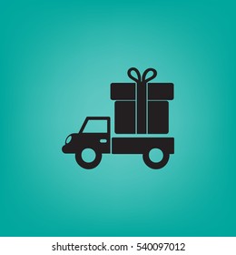 Icono plano. Entrega de regalos.