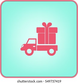 Flat icon. Delivery of gifts.