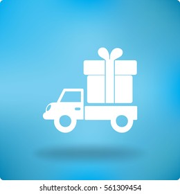 Flat icon. Delivery of gifts.