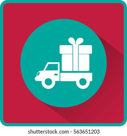 Flat icon. Delivery of gifts.