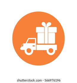 Flat icon. Delivery of gifts.