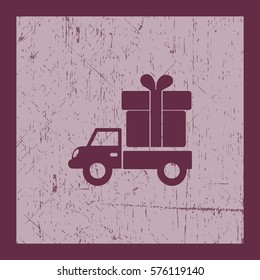 Icono plano. Entrega de regalos.