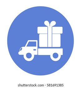 Flat icon. Delivery of gifts.