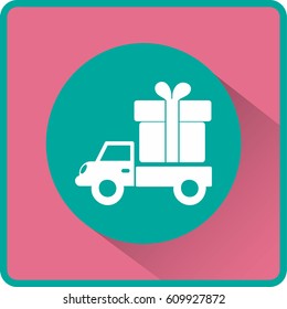 Flat icon. Delivery of gifts.