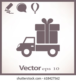 Flat icon. Delivery of gifts.