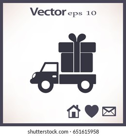 Flat icon. Delivery of gifts.