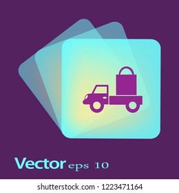 Icono plano. Entrega de compras.