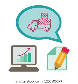 Flat icon. Delivery of purchases.