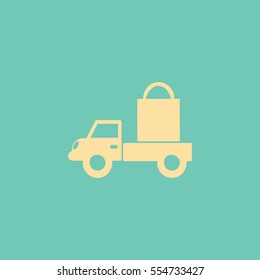 Icono plano. Entrega de compras.