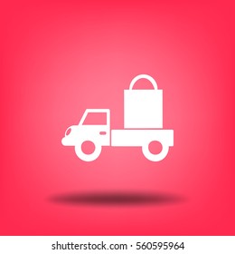Icono plano. Entrega de compras.