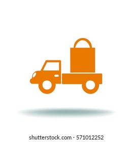 Flat icon. Delivery of purchases.