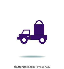 Flat icon. Delivery of purchases.