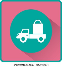 Icono plano. Entrega de compras.