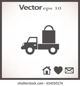 Icono plano. Entrega de compras.