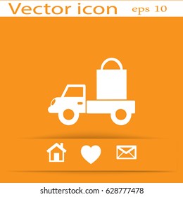 Icono plano. Entrega de compras.