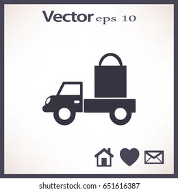 Icono plano. Entrega de compras.