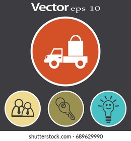 Flat icon. Delivery of purchases.