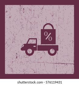 Flat icon. Delivery of purchases. A discount.