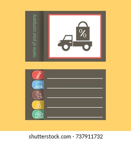 Flat icon. Delivery of purchases. A discount.