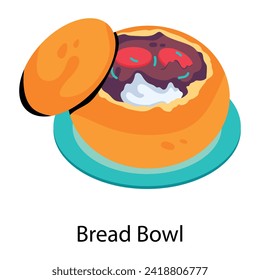 Here’s a flat icon depicting bread bowl 