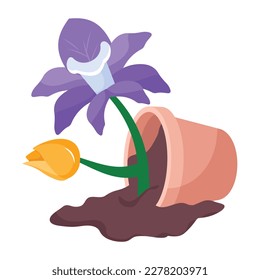 Flat icon depicting a broken flowerpot 