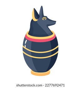 Flat icon depicting a canopic jar of anubis dog 