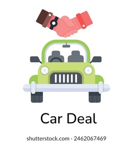 Here’s a flat icon depicting car deal 