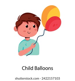 Here’s a flat icon depicting child balloons 