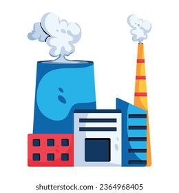 Flat icon depicting industrial pollution 