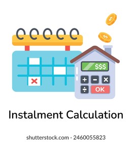 Here’s a flat icon depicting instalment calculation 