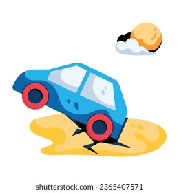 Here’s a flat icon depicting stuck car 