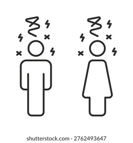 Flat icon of depression, sad man and woman