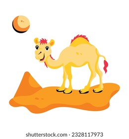 Flat icon of desert camel 